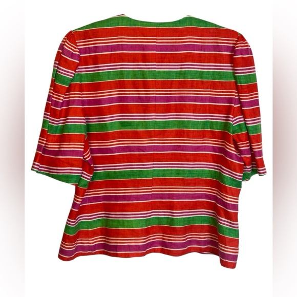 80s Rickie Freeman for Teri Jon 100% Linen Button Down Blouse size 16 vintage - Picture 4 of 12